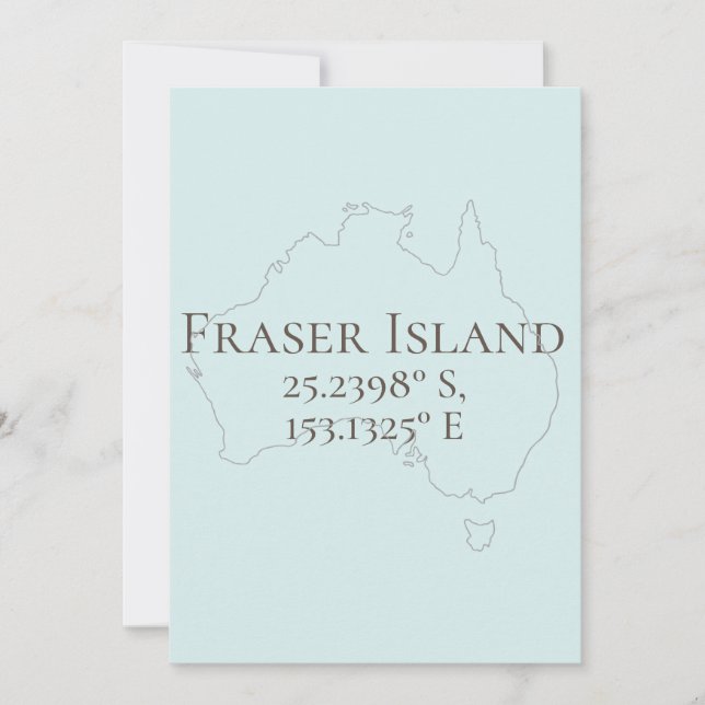 Fraser Island  Australia Latitude & Longitude  Card (Front)