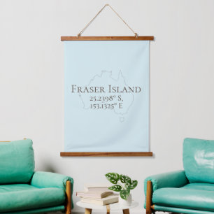 Fraser Island Australia Latitude & Longitude Hanging Tapestry