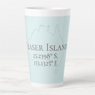 Fraser Island  Australia Latitude & Longitude  Latte Mug