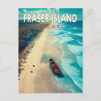 Fraser Island K'gari Australia Travel Art Vintage Postcard