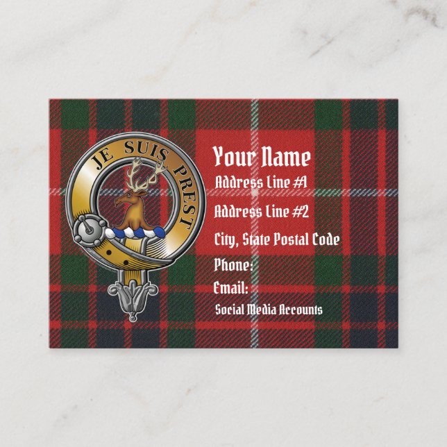Fraser Lovat Tartan & Badge Business Card (Front)