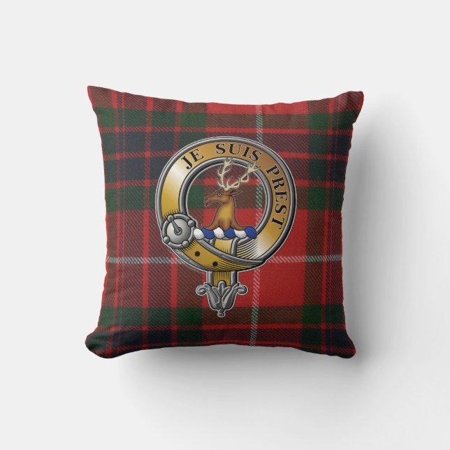Fraser Lovat Tartan & Badge Cushion (Front)