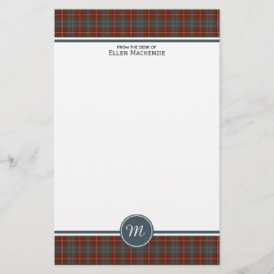 Fraser Lovat Weathered Tartan Monogram Stationery