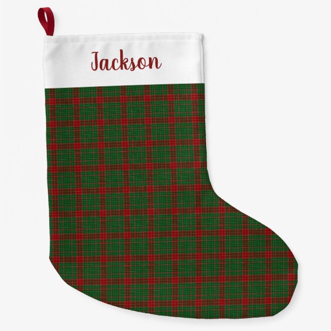 Fraser of Castle Leathers Tartan Plaid Pattern Large Christmas Stocking (Front)