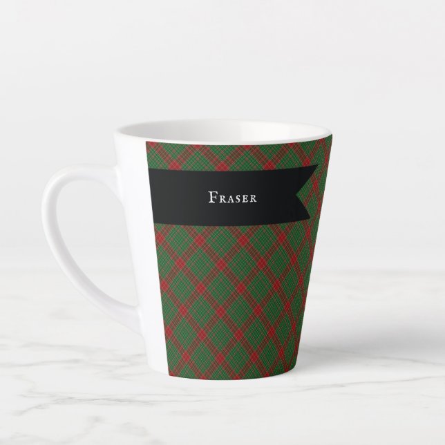 Fraser of Castle Leathers Tartan Plaid Pattern Latte Mug (Left)