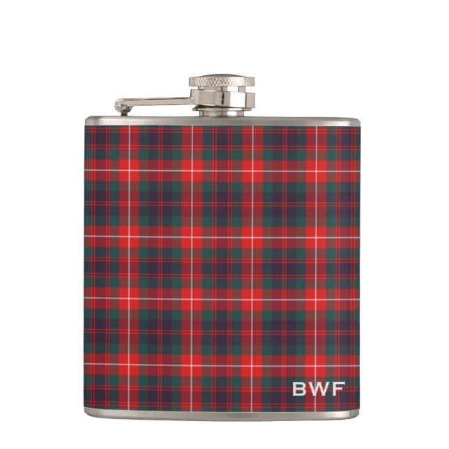 Fraser of Lovat Clan Tartan Monogram Hip Flask (Front)