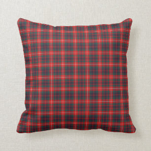 Fraser of Lovat Modern Tartan Red and Blue Plaid Cushion