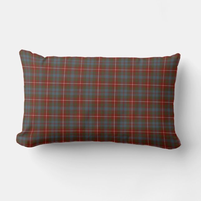 Fraser of Lovat Reproduction Tartan Dark Red Plaid Lumbar Cushion (Front)