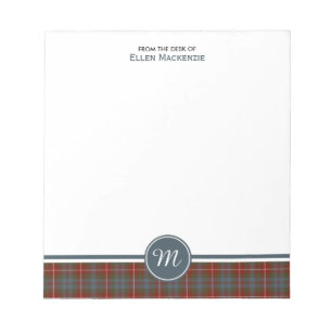 Fraser of Lovat Weathered Tartan Monogram Notepad