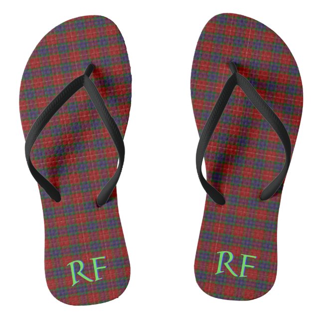 Fraser Official Tartan with monogram / initials Thongs (Footbed)