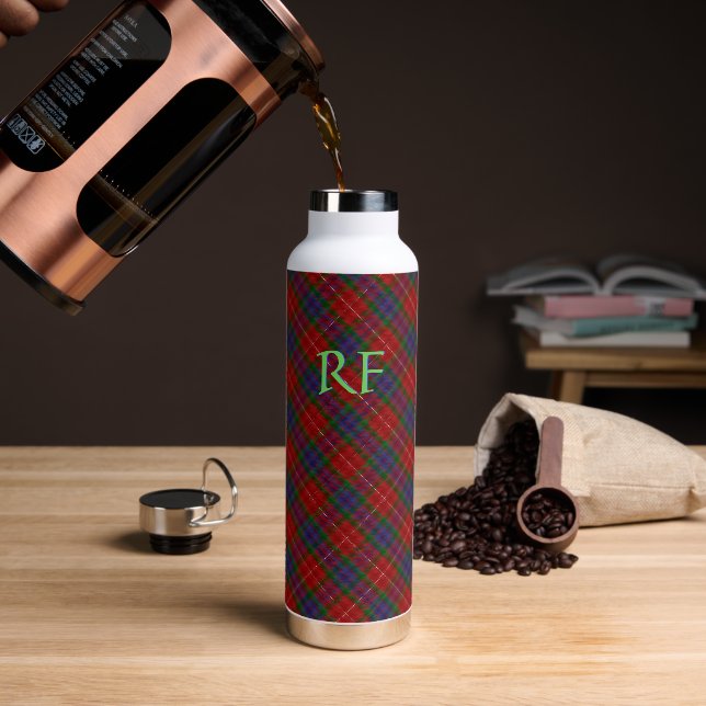 Fraser Official Tartan with monogram / initials Water Bottle (Coffee)