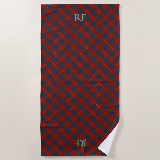 Fraser Official Tartan with monogram / name Beach Towel (Front)