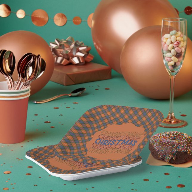  Fraser Red  Scottish Clan Tartan Christmas  Paper Plate (Multi)