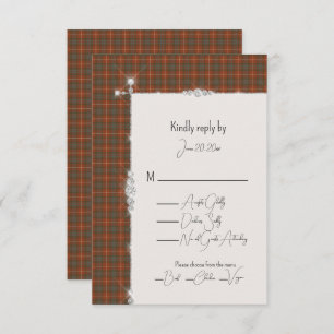 Fraser Red Scottish Tartan Wedding RSVP Card