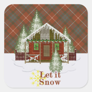 Fraser Red Weathered Original Scottish Tartan Square Sticker