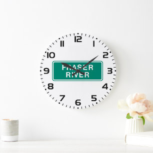Fraser River Highway Sign British Columbia Canada  Large Clock
