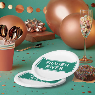 Fraser River Highway Sign British Columbia Canada Paper Plate