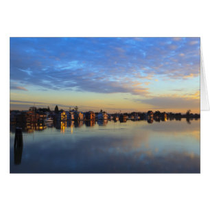 Fraser River, house boats at sunset