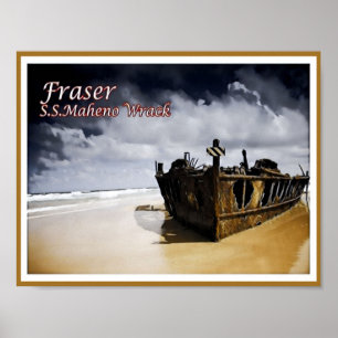Fraser - S.S.Maheno Wrack - Australia - Poster
