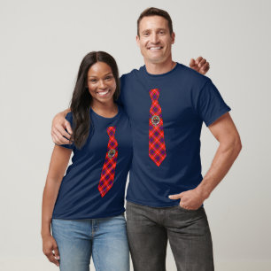 Fraser Scottish Badge & Tartan Necktie T-Shirt