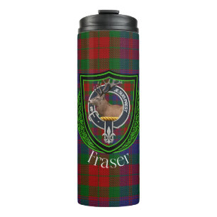 Fraser Scottish Clan Tartan & Crest Thermal Tumbler