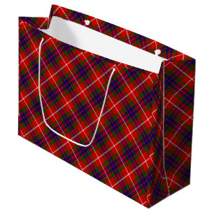 Fraser tartan red green blue purple plaid large gift bag
