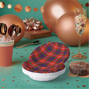 Fraser tartan red green blue purple plaid paper plate