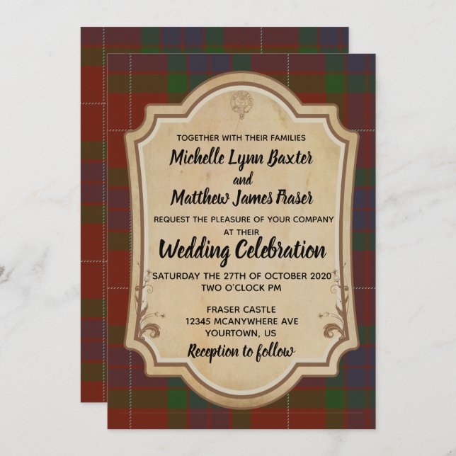 Fraser Tartan Wedding Invitation (Front/Back)