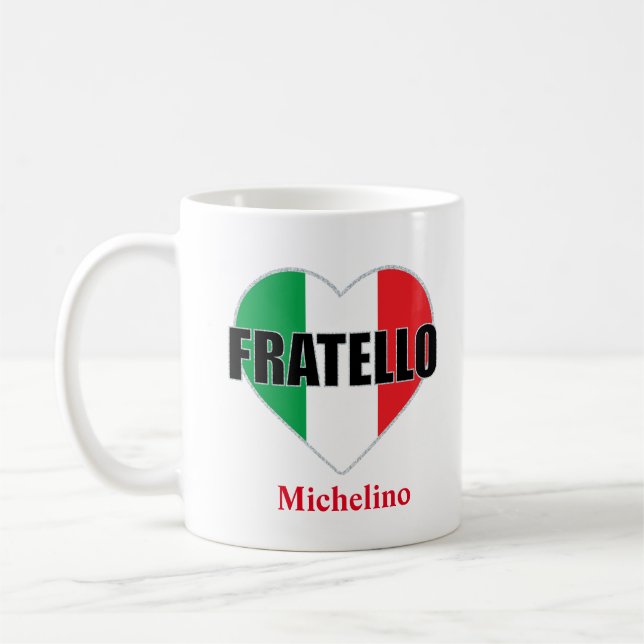 Fratello Italian Flag Heart Mug (Left)