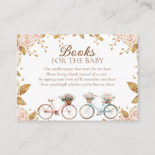 Fraternal Twins Floral Vintage Bike Book Request Enclosure Card
