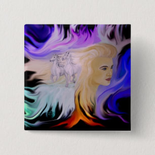 Frau mit Pferd 15 Cm Square Badge