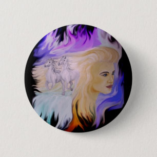 Frau mit Pferd 6 Cm Round Badge