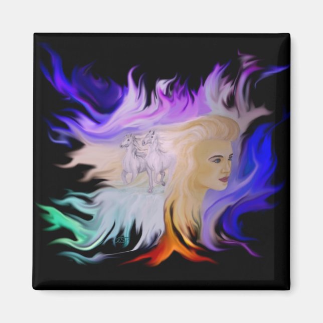 Frau mit Pferd Magnet (Front)