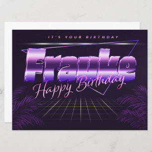 Fraud Name First name lila retro Map Birthday Card