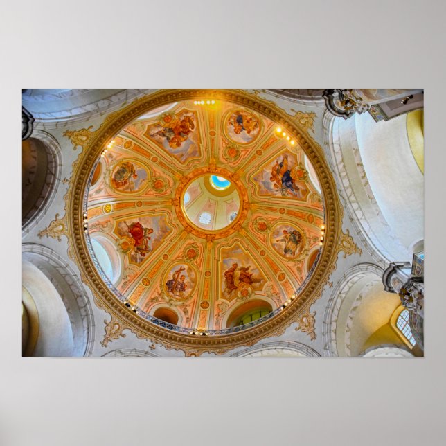 Frauenkirche Dome Ceiling, Dresden, Germany Poster (Front)