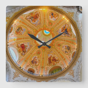 Frauenkirche Dome Ceiling, Dresden, Germany Square Wall Clock