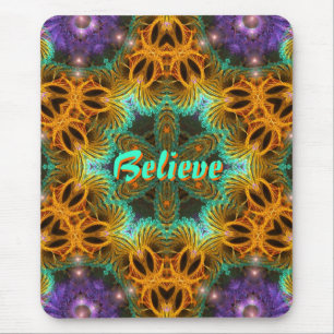 Fraxtal Art Star : Orange Aqua Purple Mousepad