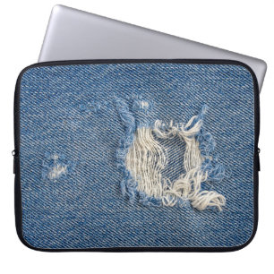 Frayed Blue Denim Laptop Sleeve