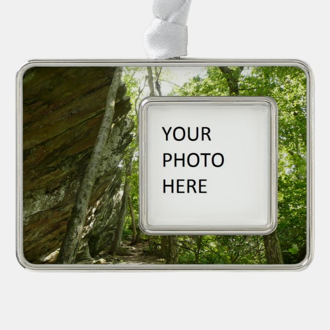 Frazier Rock Wall in Shenandoah National Park Silver Plated Framed Ornament (Front)
