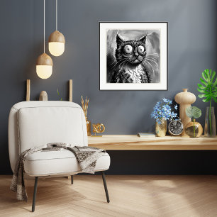 Frazzled Cat Drawing - Art Print