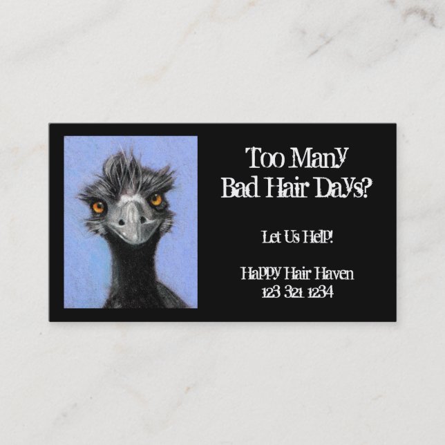 Frazzled Emu: Hair Business: Bad Hair Days Business Card (Front)