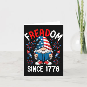 Freadom 1776 Gnome American Flag Reading Book Card