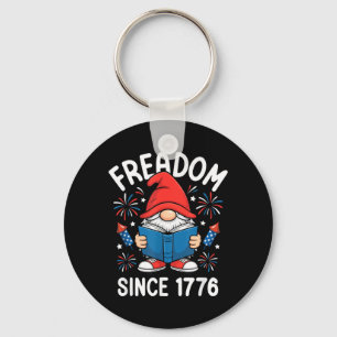 Freadom 1776 Gnome Patriotic American Reading Key Ring