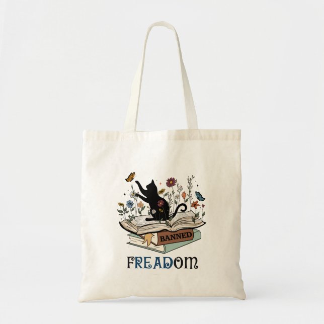 FREADOM - Cats & Books - I Read Banned Books  Tote Bag (Front)