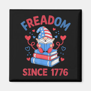 Freadom Since 1776 Firework Gnome American Reading Magnet