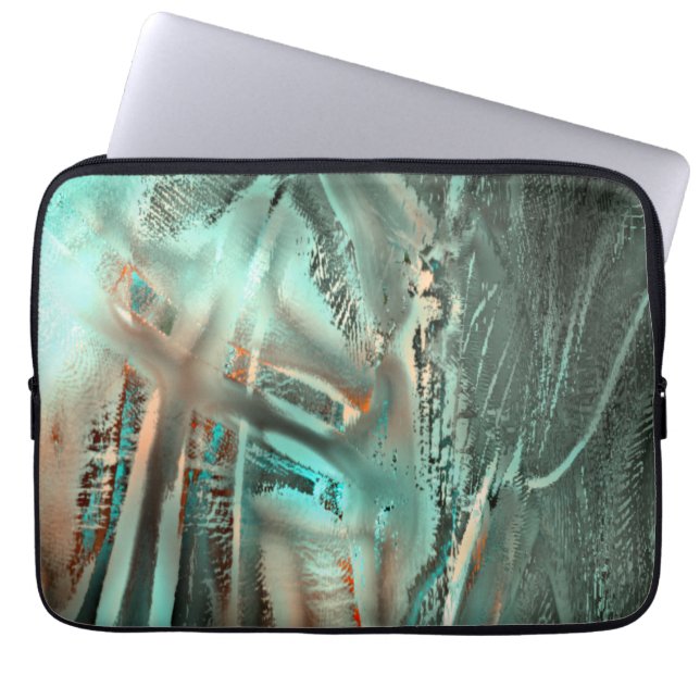 Freak grayish cyan  texture & rough digital cutout laptop sleeve (Front)