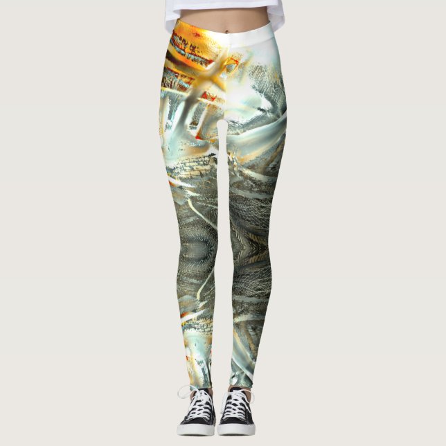 Freak grey texture burning parts to digital cutout leggings (Front)