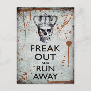 Freak Out and Run Away Halloween Postcard