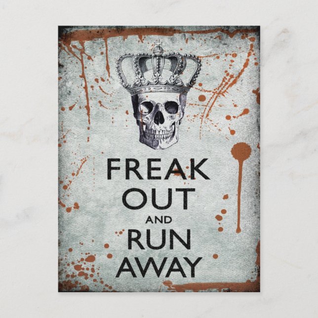 Freak Out and Run Away Halloween Postcard (Front)