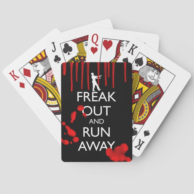 FREAK OUT AND RUN AWAY zombies Playing Cards (Back)